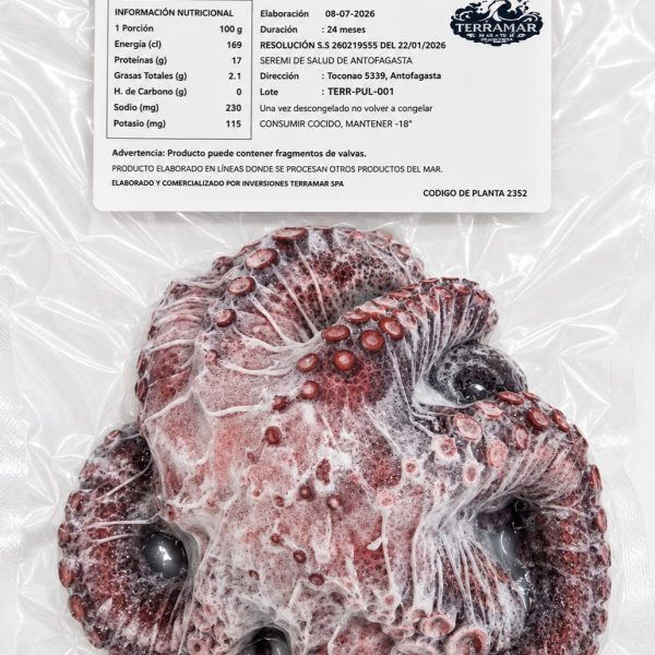 Pulpo entero congelado del Norte IQF (Octopus mimus)
